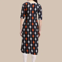 7threads KALINI Women Black Geometric Printed Summer Sheers Crepe Kurta image 4