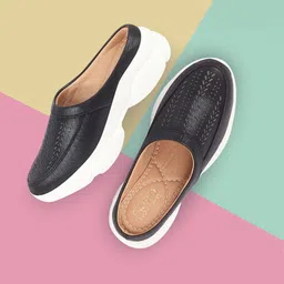 FAUSTO Women Textured Laser Cut Lightweight Mules-36