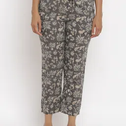 W The Folksong Collection Women Grey Ethnic Motifs Printed Trousers-image-41