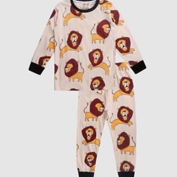 Lazy Shark Boys Cream-Coloured & Brown Printed Night suit-76