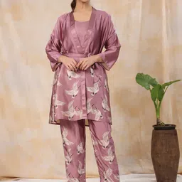 SANSKRUTIHOMES Pack of 4 Animal Printed Satin Night Suit-picture-12