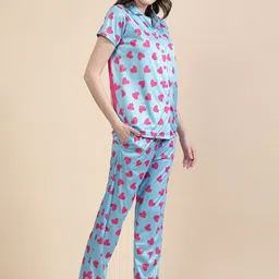 FABINALIV Conversatioanal Printed Lapel Collar Night suit-image-94