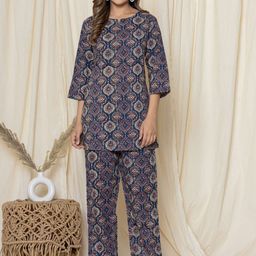 Krati Creations Printed Pure Cotton Tunic With Trousers Co-Ords-picture-46