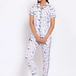 KLOTTHE Conversational Printed Pure Cotton Night Suit-image-92