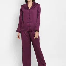 shopbloom Lapel Collar Ultra Soft Satin Night suit-image-76