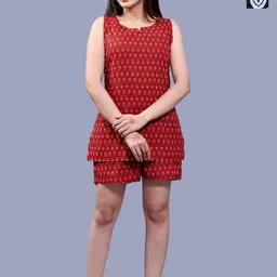 Krati Creations Pack Of 2 Floral Print Sleeveless Cotton Night Suit-image-50