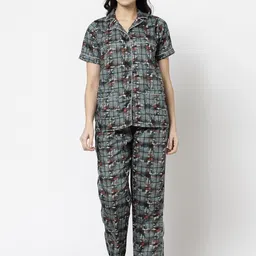 KLOTTHE Geometric Printed Pure Cotton Night Suit-picture-9