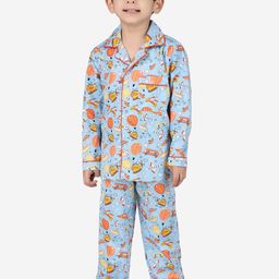 Hippodrome Kids Blue & Orange Printed Cotton Night suit-picture-50