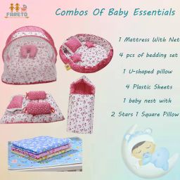 fareto Combo Baby Mattres Net | 1 Bag | 4 Pcs Bed Set | 4 Sheet| 4 Nest set image 2