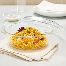 1.5 L Glass Round Casserole with Lid Cook and Serve Casserole Set-11