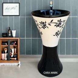 Pedestal Wash Basin with Floral Print | One-Piece Freestanding| EXCLUSIVE TM SERIES'S PREMIUM GRADE QUALITY|DAMRU WASHBASIN| Pedestal Basin-image-44