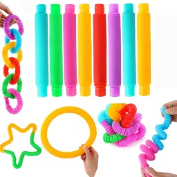 Fidget Toy Pop Tubes - Pack Of 12 Pop Tubes Sensory Toys Fidget Pop Toys Pipe Sensory Tools Fine Motor Skills Toddler Toys for Kids and Adults Stress Anxiety Relief-image-48