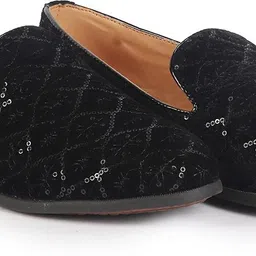 fausto Ethnic Velvet Sequin Embroidered Juttis for Wedding|Traditional Sherwani Shoes Mojaris For Men-picture-37