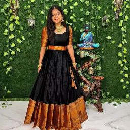 Self Design, Solid Art Silk, Cotton Silk Stitched Anarkali Gown-image-58