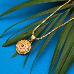 Gold Plated Chain with Pendant for Women and Girls Gold-plated Metal Pendant-image-4