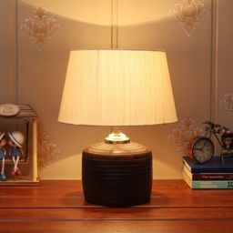 foziq Beige Shade Table Lamp With Brown Terracotta Base Table Lamp-picture-0