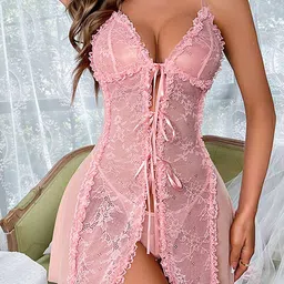 LULU & SKY Lace Shoulder Straps Nightdress-image-81