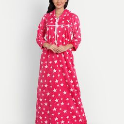PALIVAL Women Magenta Printed Hooded Maxi Nightdress-image-54