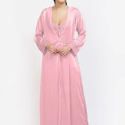 NIGHT KEYS Pack of 4 Satin Maxi Nightdress with Robe-image-31