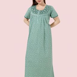 Soulemo Women Pure Cotton Floral Printed Maxi Nightdress-image-87