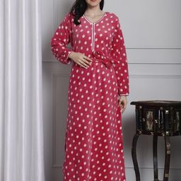 Secret Wish Polka Dots Printed V-Neck Maxi Nightdress-image-89