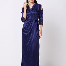 FashionRack Shoulder Straps Satin Maxi Nightdress With Robe-32