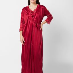 FashionRack Shoulder Straps Satin Maxi Nightdress With Robe-40