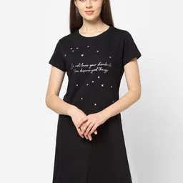 Sweet Dreams Black Printed Nightdress-image-18