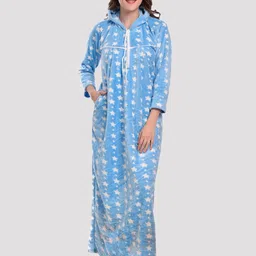 CIERGE Women Blue Printed Maxi Nightdress-picture-19