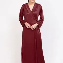NIGHT KEYS Pack of 2 Satin Maxi Nightdress with Robe-image-50