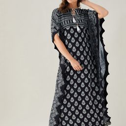 The Kaftan Company Black Printed Maxi Nightdress-image-64