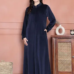 Secret Wish Women Solid Velvet Winter Nightdress-image-72