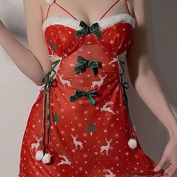 LULU & SKY Women Printed Shoulder Straps Nightdress With Thong Briefs-image-68