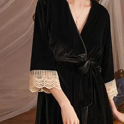 LULU & SKY V-Neck Knee Length Robe-image-86