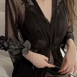LULU & SKY V-Neck Three-Quarter Sleeves Wrap Nightdress-image-98