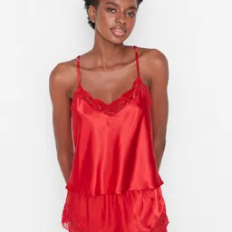 Trendyol Satin Top With Shorts Night suit-image-10