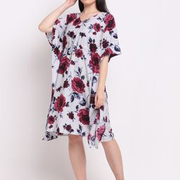 EROTISSCH Women Grey Floral Printed Kaftan Nightdress-picture-33