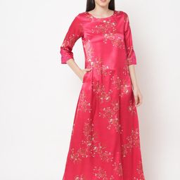 Sweet Dreams Women Red Printed Maxi Nightdress-image-26