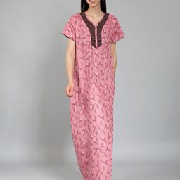 NIGHTSPREE Printed Cotton Maxi Nightdress-image-83