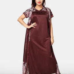 Be You Women Printed Maxi Wrap Nightdress-image-14