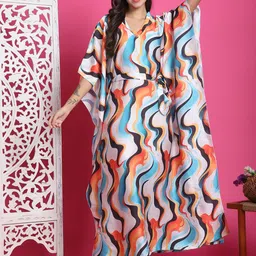 Claura Women Printed Maxi Kaftan Nightdress-picture-21