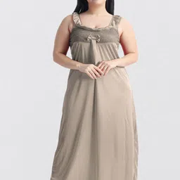 NIGHT KEYS Lace Insert Satin Maxi Nightdress with Robe-image-98