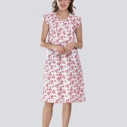 CIERGE Women Pink Printed Pure Cotton Nightdress-image-98