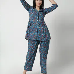 KALINI Printed Shirt Collar Pure Cotton Co-Ords-picture-44