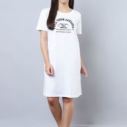 Aila Typography Printed T-shirt Nightdress-image-53