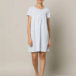 mackly Floral Printed Pure Cotton Nightdress-image-47