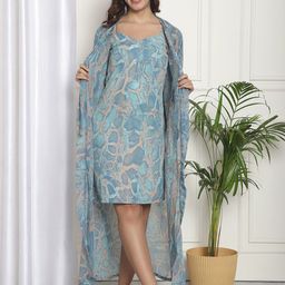 Claura Printed Nightdress With Robe-image-34