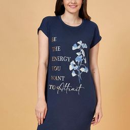 Dreamz by Pantaloons Typographic Printed Pure Cotton T-shirt Nightdress-image-30