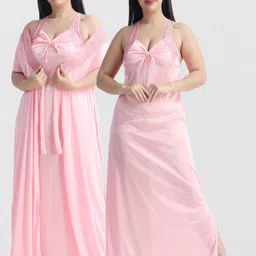 NIGHT KEYS Pack Of 2 Satin Maxi Nightdress-picture-27