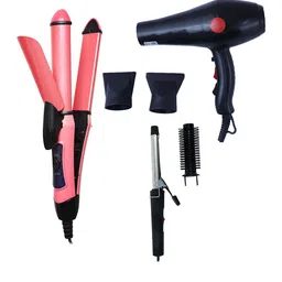 NIRVANI Set of 3 2888 Hair Dryer 2009 With 2 in 1 Hair Straightener 471 & Hair Curler-13